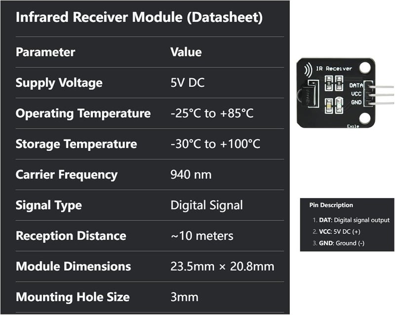 Gikfun Digital 38khz Ir Receiver Ir Transmitter Sensor Module Kit for Arduino (Pack of 3 Sets) EK8477 - Image 4