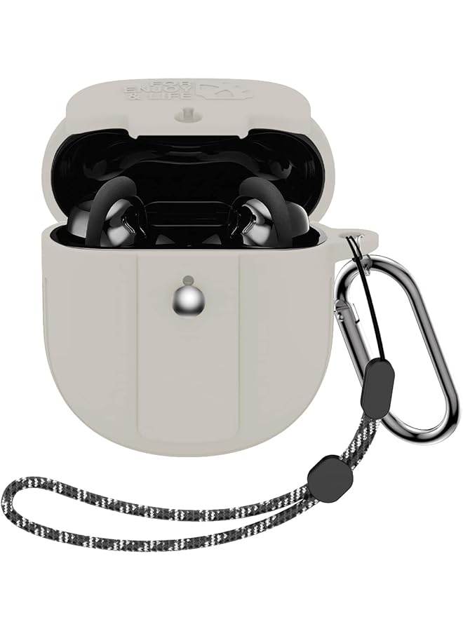 إيروريكس حافظة لسماعات Bose Quietcomfort Earbuds Ii 2022، حافظة واقية مقاومة للصدمات من السيليكون مع حزام وسلسلة مفاتيح لسماعات Bose Earbuds Ii، باللون الأبيض الفاتح - Image 1