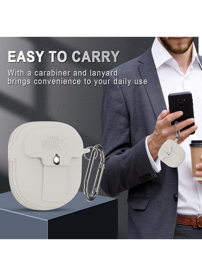 إيروريكس حافظة لسماعات Bose Quietcomfort Earbuds Ii 2022، حافظة واقية مقاومة للصدمات من السيليكون مع حزام وسلسلة مفاتيح لسماعات Bose Earbuds Ii، باللون الأبيض الفاتح - Image 5