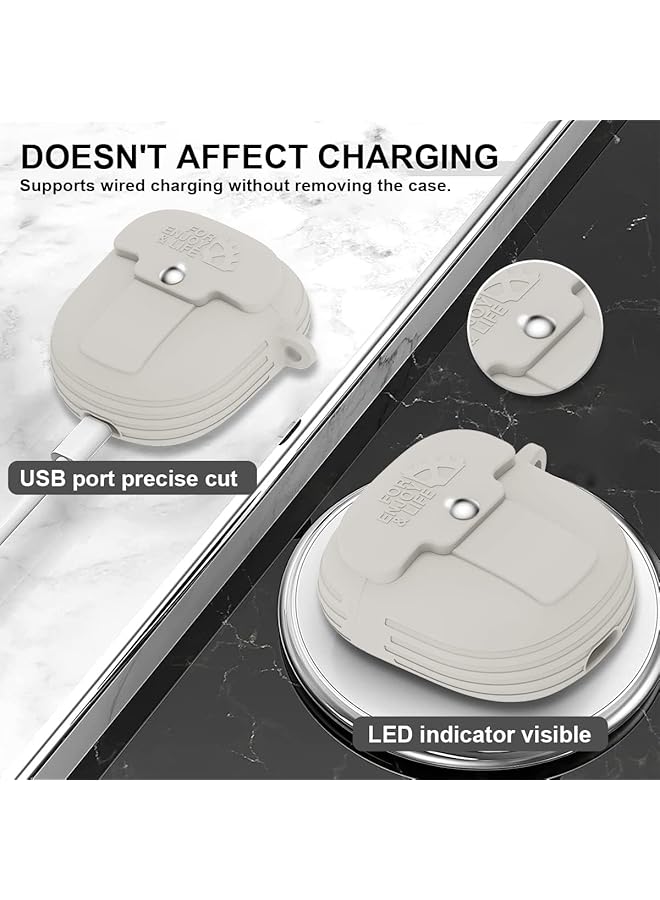 إيروريكس حافظة لسماعات Bose Quietcomfort Earbuds Ii 2022، حافظة واقية مقاومة للصدمات من السيليكون مع حزام وسلسلة مفاتيح لسماعات Bose Earbuds Ii، باللون الأبيض الفاتح - Image 4