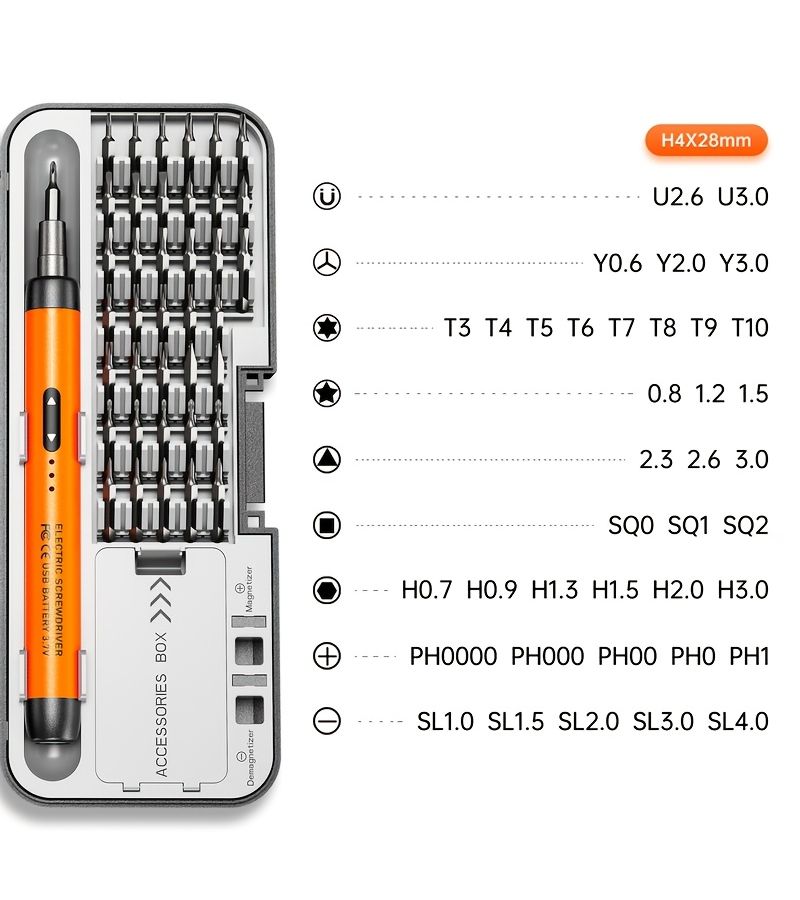 Orange 46 In 1 Electric Screwdriver Set With Magnetic Bits For Computer And Phone Repair - Image 4