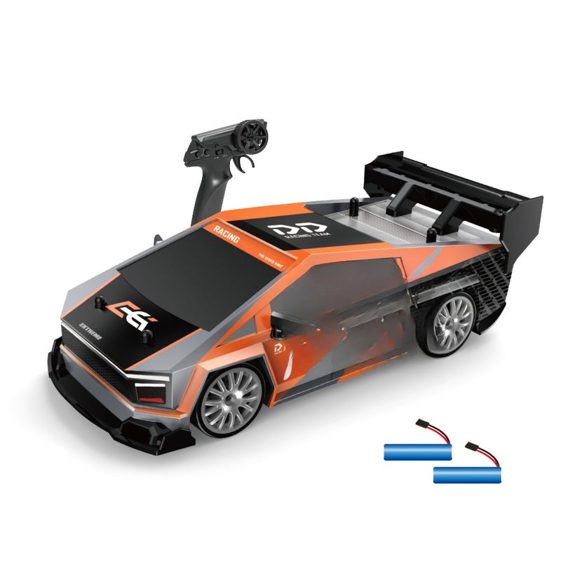 2.4GHz Remote Control Drift Car 1:24 10-15KM/HHigh Speed Drift Remote-controlled 4WD Vehicle with With Front Lights, Bottom Lights, Tail Wing Lights/ Replaceable Wheels 2 Battery - Image 1