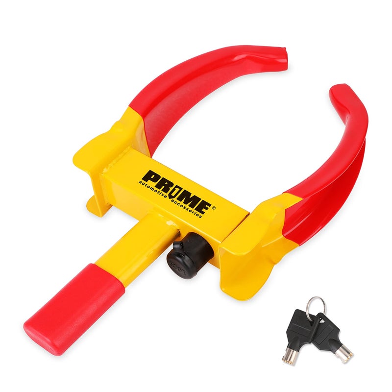 Prime 1 PR1ME Heavy Duty Wheel Lock Clamp with 2 Keys Universal Anti Theft Trailer Wheel Lock for Cars SUV RV ATV Motorcycles Golf CartHighStrength Carbon Steel with Soft PVC CoatingFits 7 to 106 Tire - Image 3