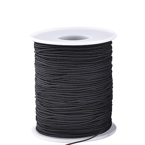 LUSTEMBER Elastic String for Bracelets, 1 mm x 110 Yards Sturdy Stretchy Elastic Cord for Jewelry Making, Necklaces, Beading - Black - Image 1