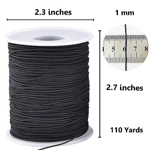 LUSTEMBER Elastic String for Bracelets, 1 mm x 110 Yards Sturdy Stretchy Elastic Cord for Jewelry Making, Necklaces, Beading - Black - Image 2