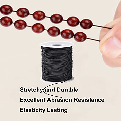 LUSTEMBER Elastic String for Bracelets, 1 mm x 110 Yards Sturdy Stretchy Elastic Cord for Jewelry Making, Necklaces, Beading - Black - Image 5