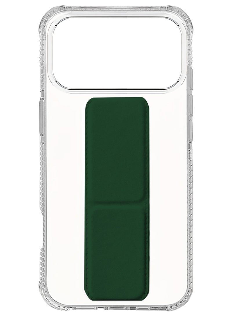 DUSALA 3 Packs Finger Grip Clear Case Cover for iPhone 17 Pro Max - Kickstand Car Magnetic Holder Multi-function Protective Two-in-one Case with Two Privacy Screen Protectors - Dark Green - Image 2