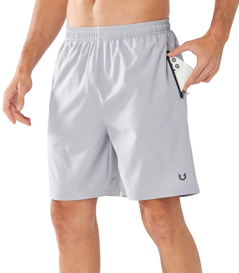 NORTHYARD Men's Athletic Running Shorts Quick Dry Workout Shorts Lightweight Sports Gym Basketball Shorts Hiking Exercise Grey-7 inches L - Image 3