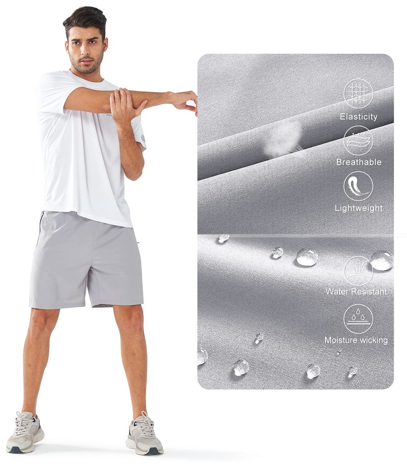 NORTHYARD Men's Athletic Running Shorts Quick Dry Workout Shorts Lightweight Sports Gym Basketball Shorts Hiking Exercise Grey-7 inches L - Image 5