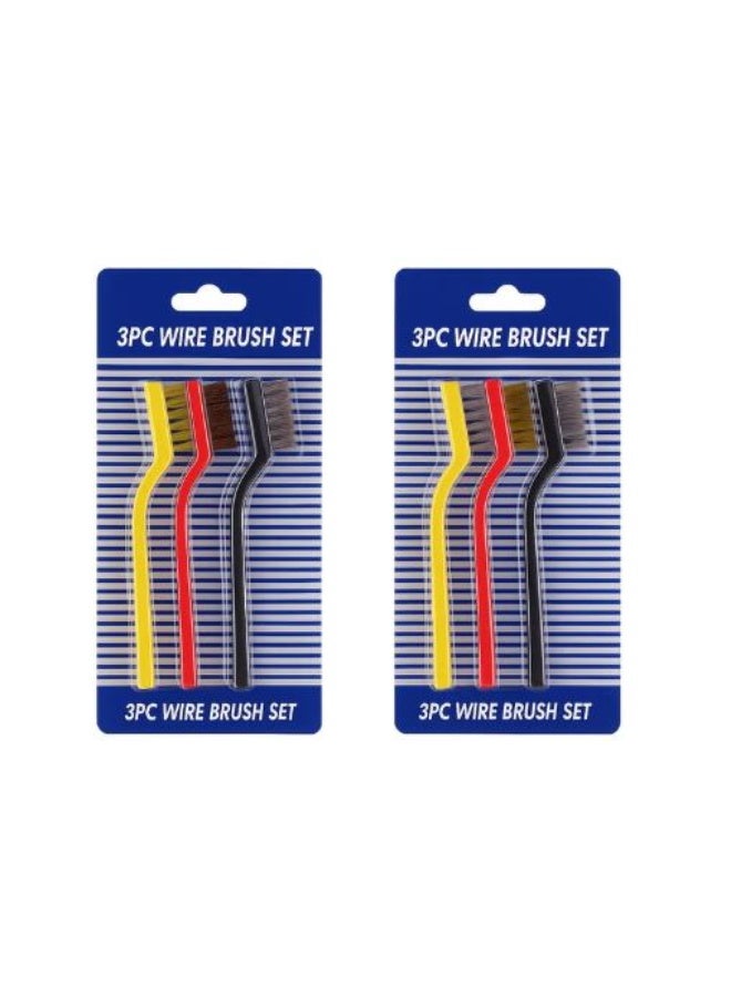 Small multi-functional wire brushes for cleaning rust and metals, a cleaning brush set for hard-to-reach places, effective for gas stoves and cleaning welding residue, paint, rust, and more. 6-piece set (2 packs x 3 pieces). - Image 1