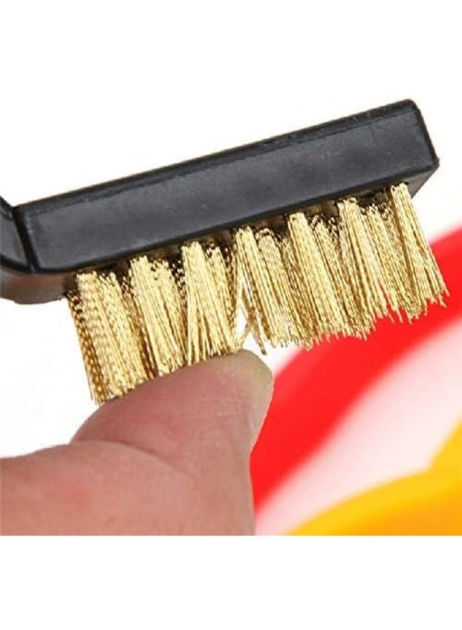 Small multi-functional wire brushes for cleaning rust and metals, a cleaning brush set for hard-to-reach places, effective for gas stoves and cleaning welding residue, paint, rust, and more. 6-piece set (2 packs x 3 pieces). - Image 5