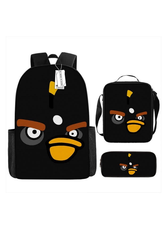 general Backpack waterproof Angry Birds animation cartoon student burden reduction large-capacity printed schoolbag three-piece set,18-Backpack - Image 1