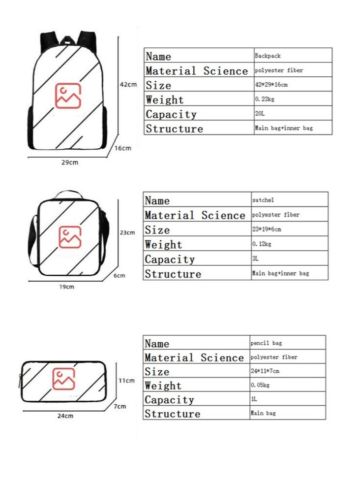 general Backpack waterproof Angry Birds animation cartoon student burden reduction large-capacity printed schoolbag three-piece set,18-Backpack - Image 3