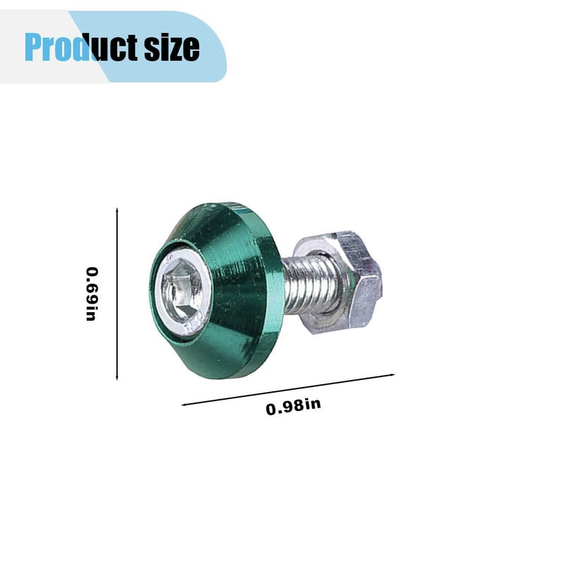 LHDOS 4PCS Motorcycle License Plate Bolts, Aluminum Alloy Car Tag License Plate Screw Decorative Kit, License Plate Frame Fastener Accessories for Most Motorcycles, Cars, Trucks (Green) Flexible usage build - Image 2