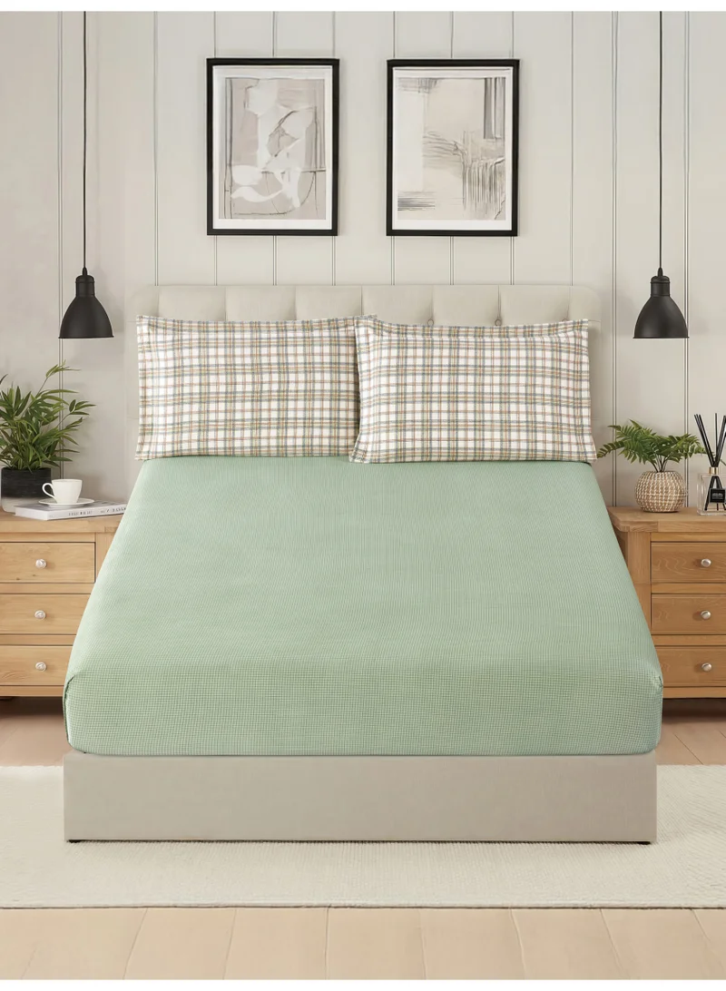 Donetella 3-Pcs Printed Fitted Sheet 200x200 cm – High GSM Brushed Microfiber, Deep Pocket with All-Around Elastic, OEKO-TEX Certified.