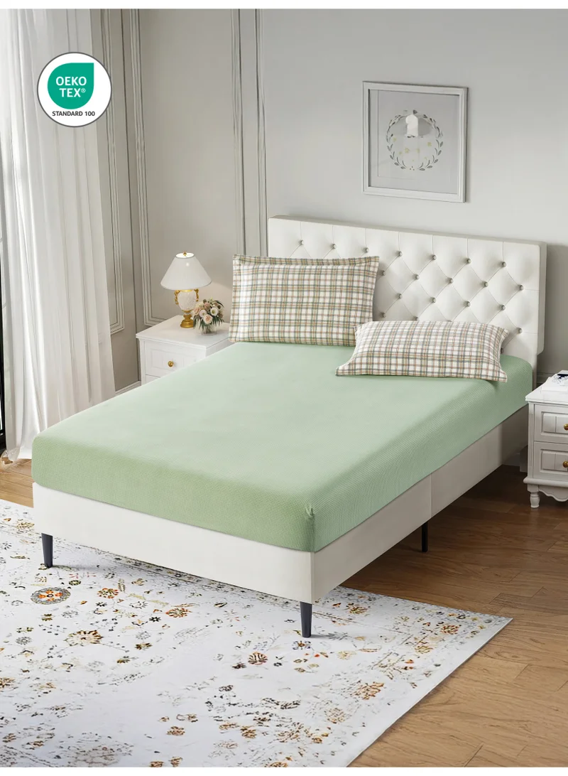 Donetella 3-Pcs Printed Fitted Sheet 200x200 cm – High GSM Brushed Microfiber, Deep Pocket with All-Around Elastic, OEKO-TEX Certified.
