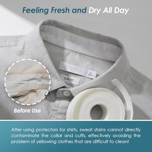 KLIFFOO 2 Pcs Collar Protector Sweat Tape, Disposable Sweat Absorbing Pad, Self-Adhesive Sweat Absorbing Pads for Shirt Collar, Hats Liner, Caps Brims, Against Collar Sweat & Stains Protector (PACK 2) - Image 3