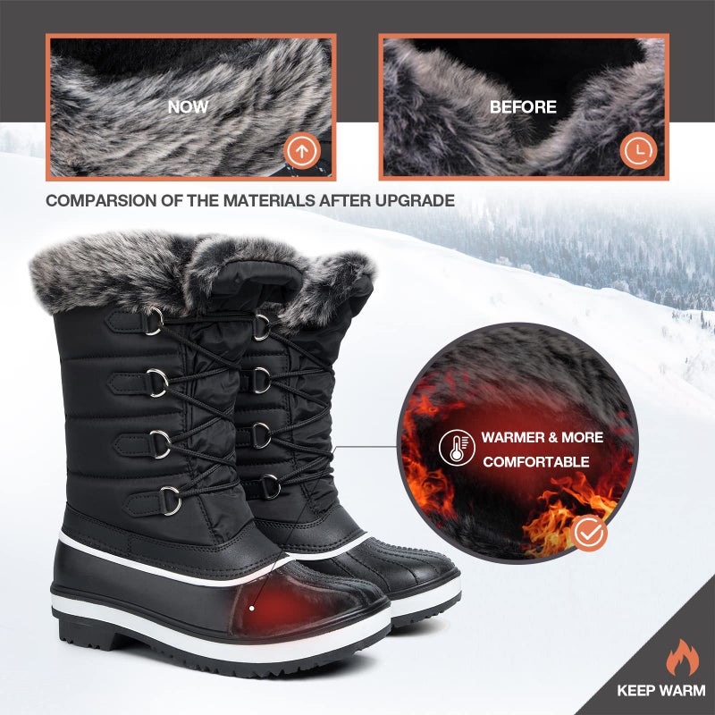 mysoft Women's Waterproof Winter Boots, Warm Insulated Snow Boots for Outdoor Black 6 - Image 2