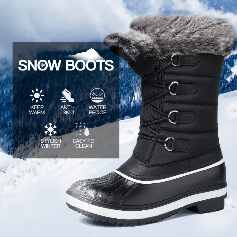mysoft Women's Waterproof Winter Boots, Warm Insulated Snow Boots for Outdoor Black 6 - Image 3
