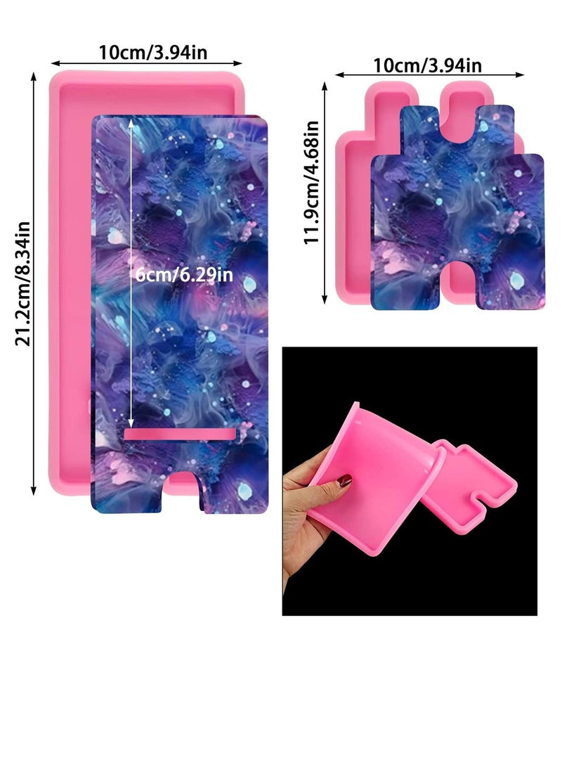 SOLARAE Cell Phone Stand Resin Mold Silicone Mobile Holder Epoxy Casting Moulds for DIY Craft Bracket Used to Give Gifts Women Children Decorations (Pink) - Image 2