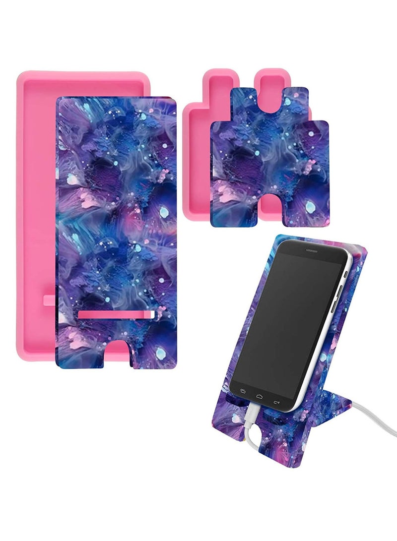 SOLARAE Cell Phone Stand Resin Mold Silicone Mobile Holder Epoxy Casting Moulds for DIY Craft Bracket Used to Give Gifts Women Children Decorations (Pink) - Image 1