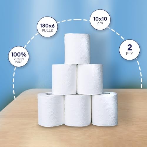 MISTIQUE 2 Ply 180 Pulls Toilet Paper Roll | 180 Pulls x 6 Rolls | Soft and Highly Absorbent | 100% Natural Virgin Pulp | Dispenser Friendly | Super Soft | Family Pack of 6 Rolls - Image 3