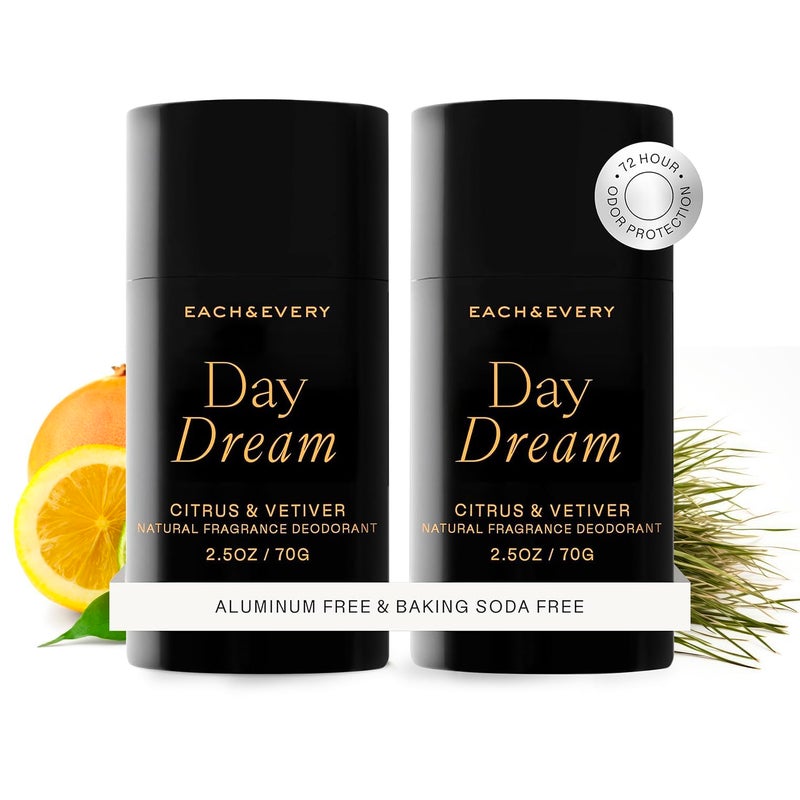 Each & Every Aluminum Free Deodorant for Women & Men, Citrus & Vetiver - All Natural Deodorant for Sensitive Skin, EWG Verified - Clean, Baking Soda-Free, Plant-Based Fragrance - 2.5oz, 2 Pack - Image 1