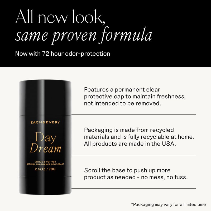 Each & Every Aluminum Free Deodorant for Women & Men, Citrus & Vetiver - All Natural Deodorant for Sensitive Skin, EWG Verified - Clean, Baking Soda-Free, Plant-Based Fragrance - 2.5oz, 2 Pack - Image 2