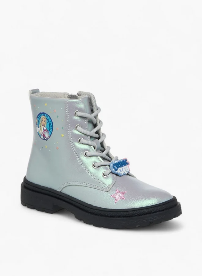 Barbie Printed Ankle Boots with Zip Closure