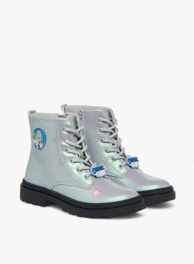 Barbie Printed Ankle Boots with Zip Closure