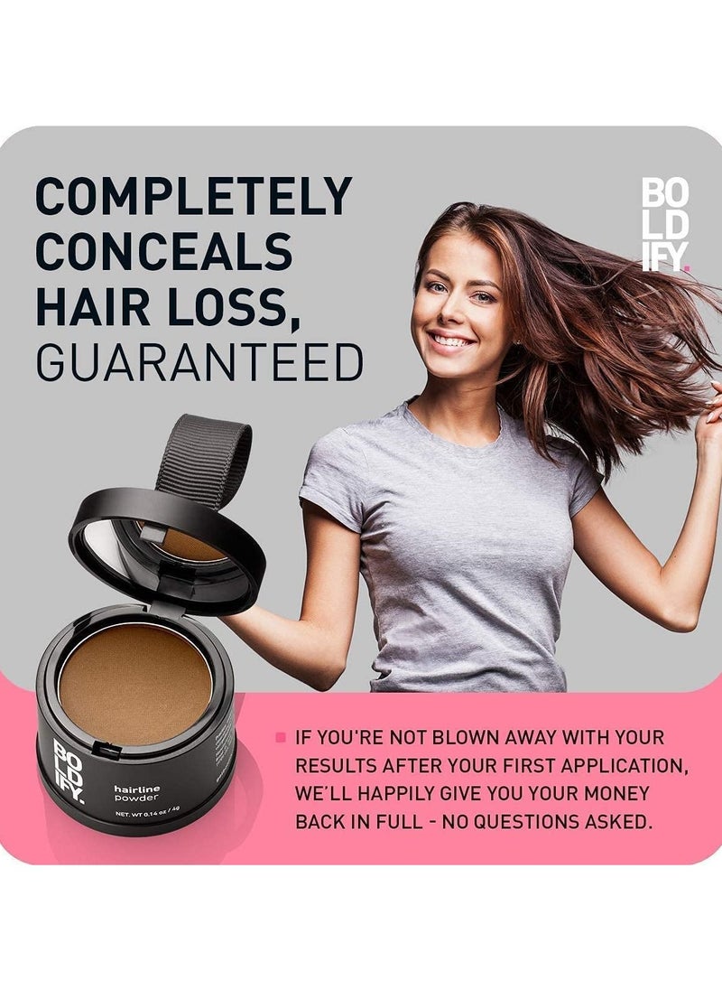 Boldify Hair Fiber + Hairline Powder Build & Conceal Bundle Instant Stain-Proof Root Touchup Powder Light Brown  - Image 5