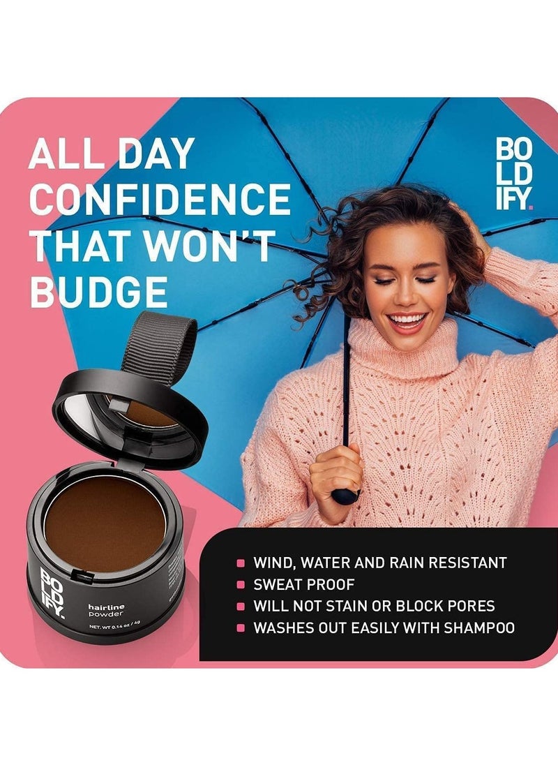 Boldify Hair Fiber + Hairline Powder Build & Conceal Bundle Instant Stain-Proof Root Touchup Powder Light Brown  - Image 3