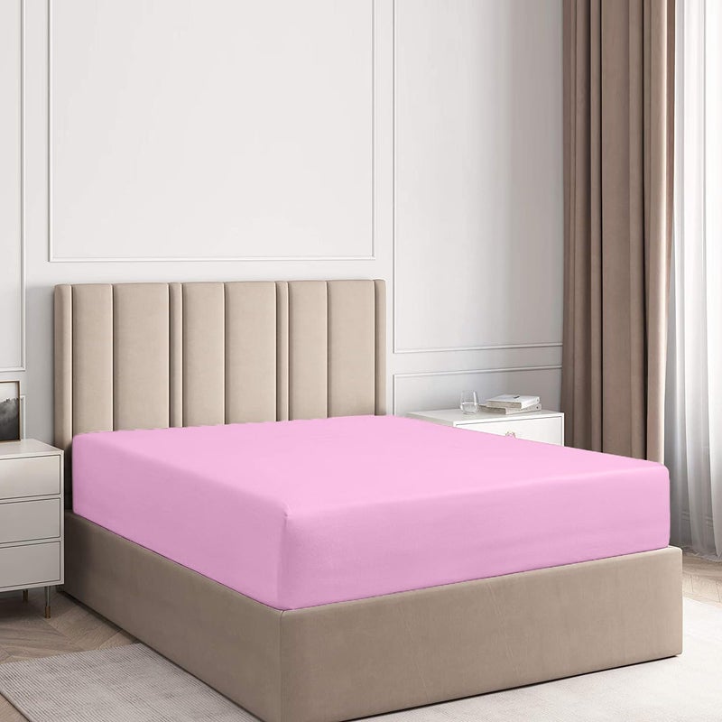 DAN RIVER 100 Cotton Jersey Fitted Sheet King Pink 16 Inch Deep Pockets Ultra Soft  Breathable Stretchy Knit Fabric Fitted Bed Sheet for Queen Mattress