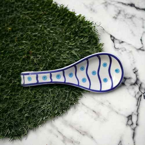 Malaikah Ceramic Spoon Rest Red Leaf Print Hand-Made, Ideal for Kitchen, Tableware, Cutlery Rest, Pack of 1 - Image 5