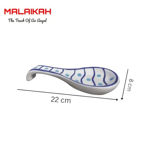 Malaikah Ceramic Spoon Rest Red Leaf Print Hand-Made, Ideal for Kitchen, Tableware, Cutlery Rest, Pack of 1 - Image 3