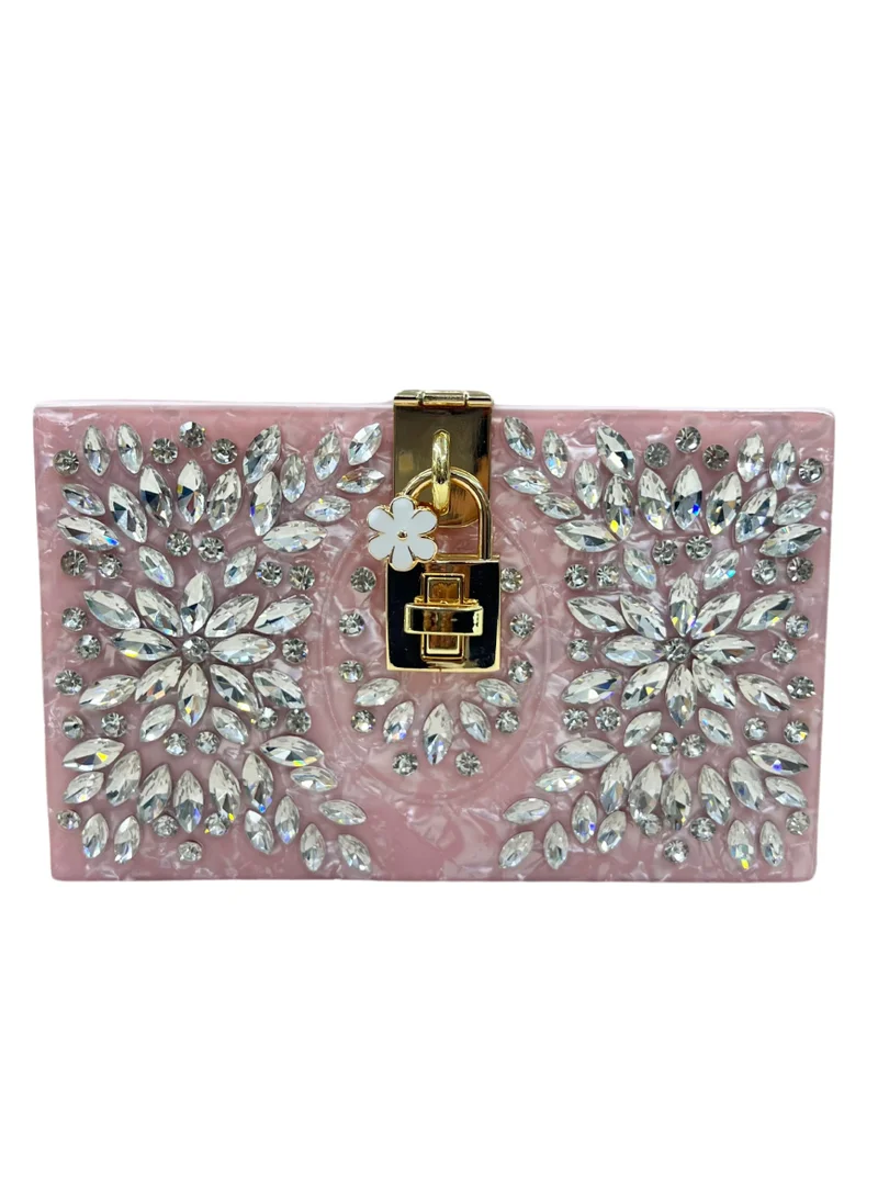 Harsha's Glam Clutches Square Shape Diamond Resin Clutch