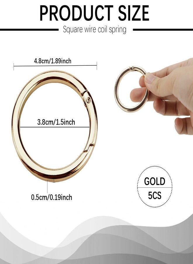 EMYVSVO 5Pcs Gold Metal O Ring Keychain Rings Spring Keyrings Buckle Snap Clip Round Carabiner Clip for Purse Strap, Handbag, Key Chain Hooks Accessoriess(Gold) - Image 2