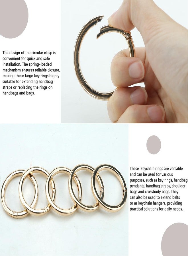 EMYVSVO 5Pcs Gold Metal O Ring Keychain Rings Spring Keyrings Buckle Snap Clip Round Carabiner Clip for Purse Strap, Handbag, Key Chain Hooks Accessoriess(Gold) - Image 3