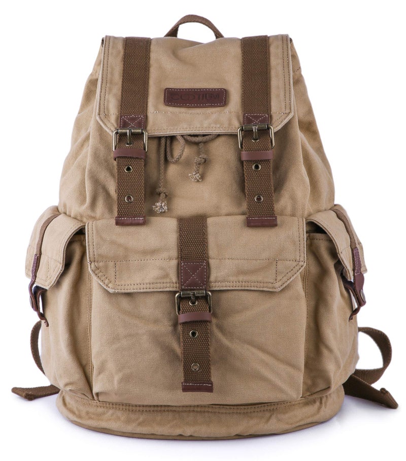 Gootium 21101KA Specially High Density Thick Canvas Backpack Rucksack,Khaki - Image 1