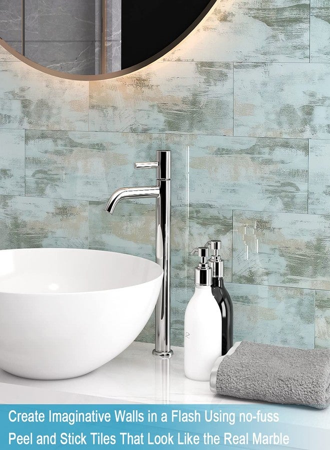 BeNice Peel and Stick Backsplash for Kitchen Tile,Peel and Stick Tiles for Walls Tile Stickers Waterproof Marble Tile Backsplash 3.85"x11.73"(16Tiles) California Blue - Image 3