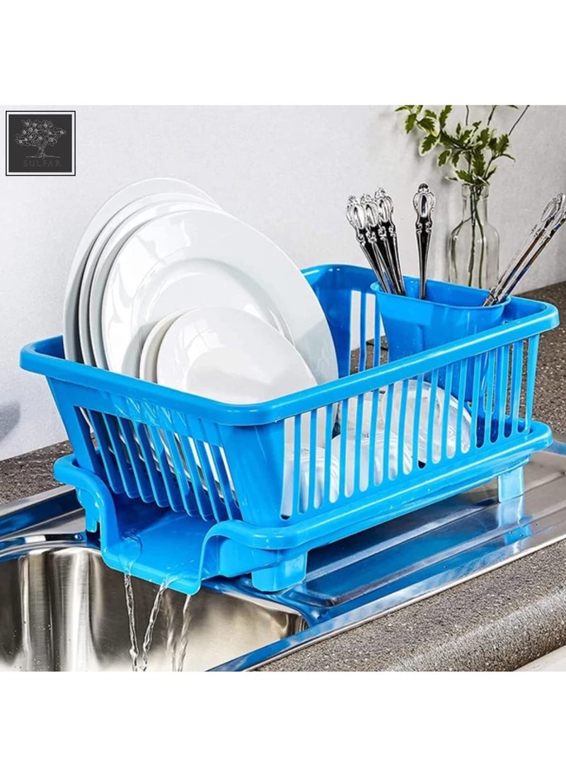 sulfar - Sulfar 3-in-1 Compact Kitchen Organizer | Combines Dish Rack, Drainer, and Washing Basket | Space-Saving Design, Ideal for Small Kitchens | Bright Blue - Image 1