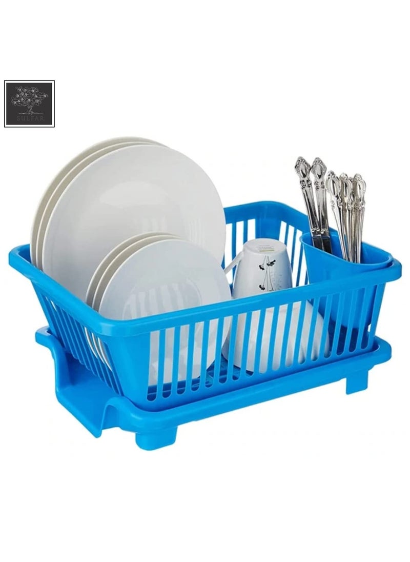 sulfar - Sulfar 3-in-1 Compact Kitchen Organizer | Combines Dish Rack, Drainer, and Washing Basket | Space-Saving Design, Ideal for Small Kitchens | Bright Blue - Image 1