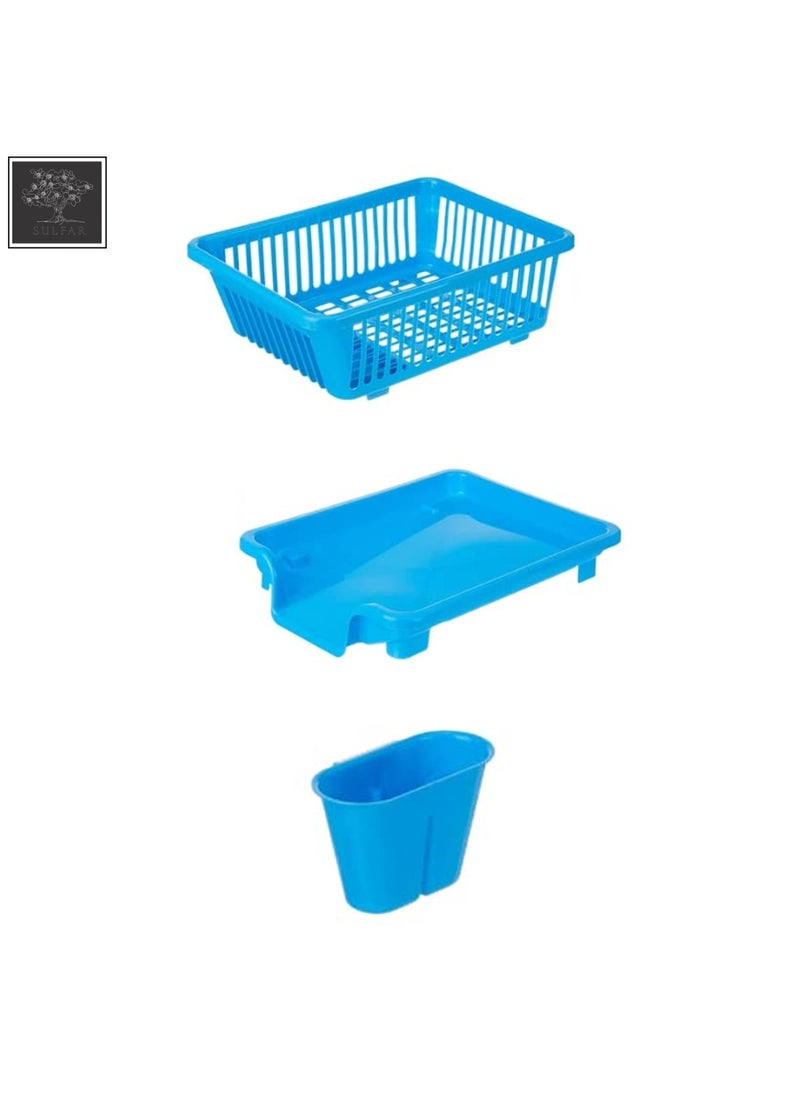 sulfar - Sulfar 3-in-1 Compact Kitchen Organizer | Combines Dish Rack, Drainer, and Washing Basket | Space-Saving Design, Ideal for Small Kitchens | Bright Blue - Image 1