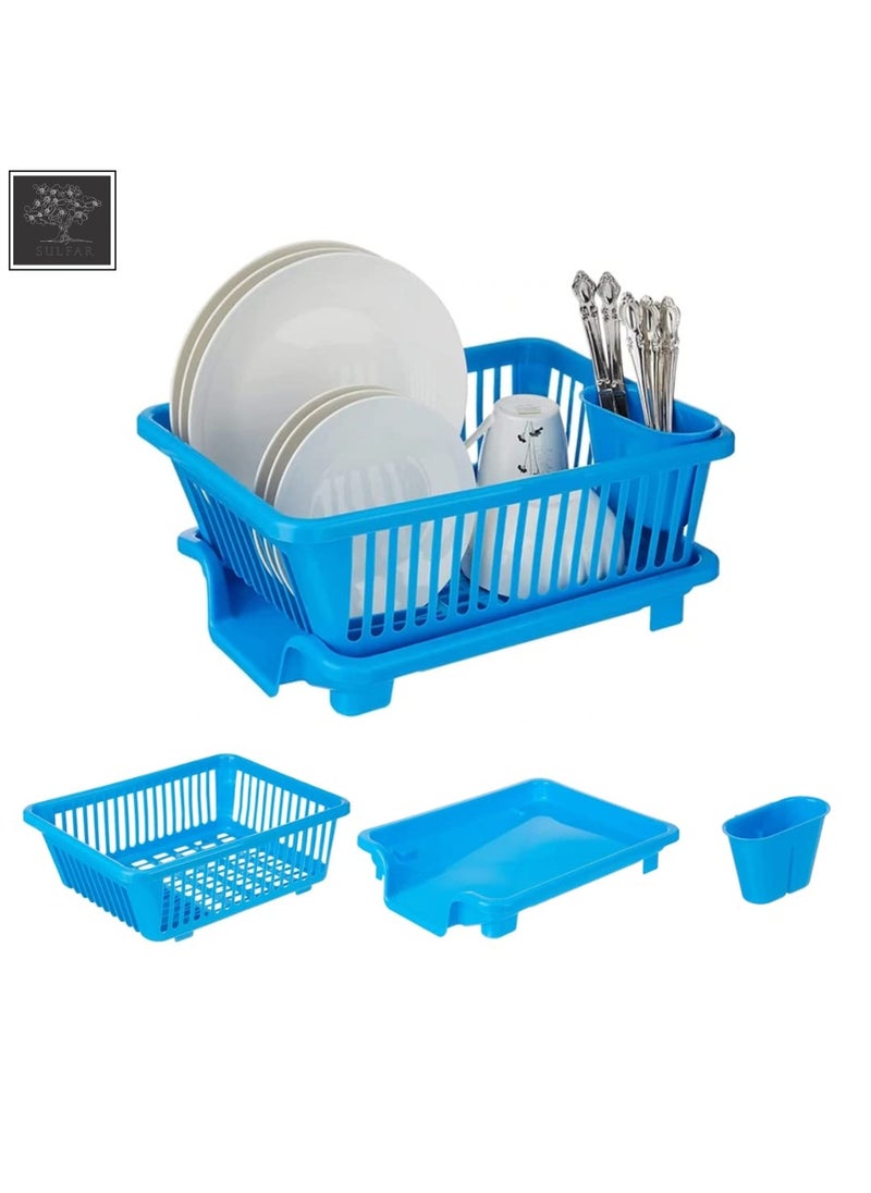 sulfar - Sulfar 3-in-1 Compact Kitchen Organizer | Combines Dish Rack, Drainer, and Washing Basket | Space-Saving Design, Ideal for Small Kitchens | Bright Blue - Image 1