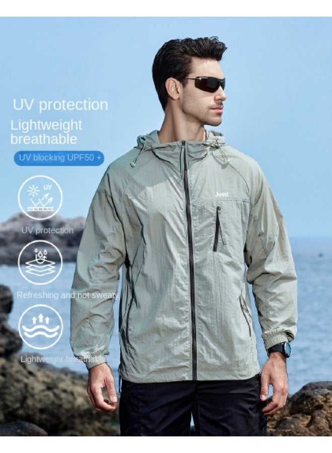 Jeep Upf50+ Men's Summer Sun Protection Jacket Outdoor Casual Comfortable Versatile Hooded Cardigan Coat Men - Image 1
