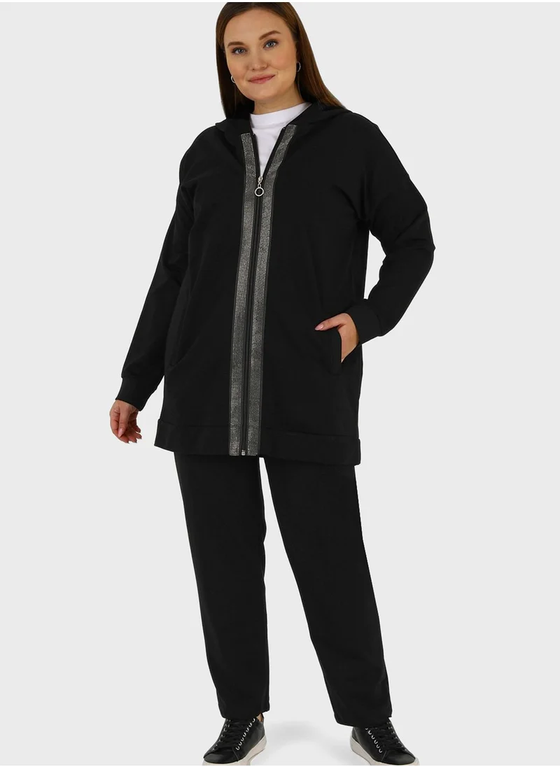 Alia by modanisa Pocket Detail Coat & Pants Set
