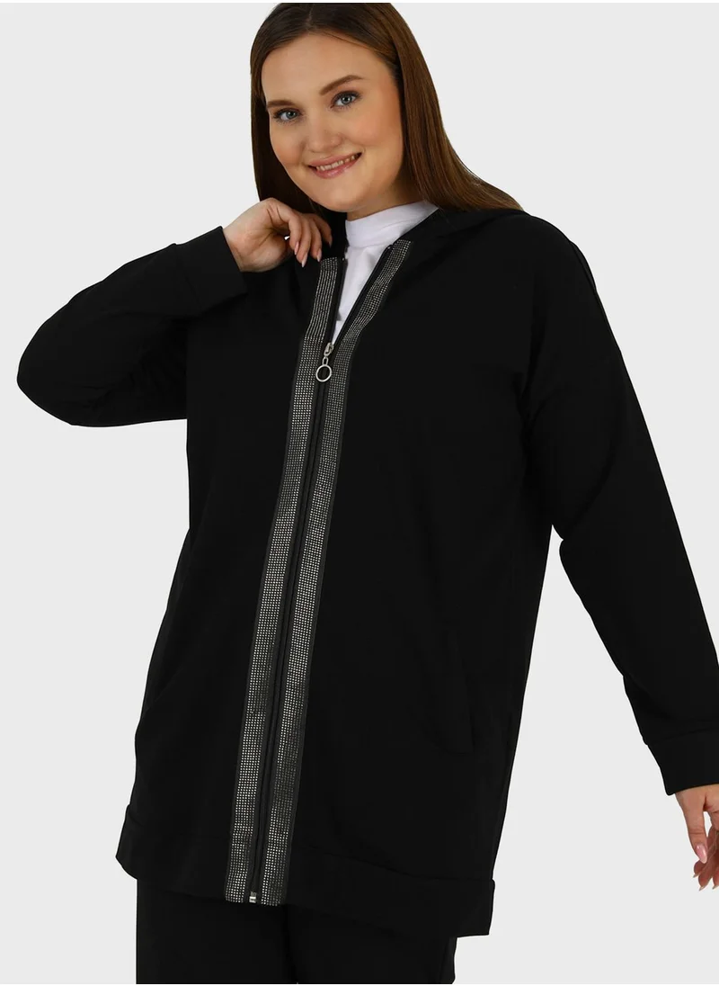 Alia by modanisa Pocket Detail Coat & Pants Set