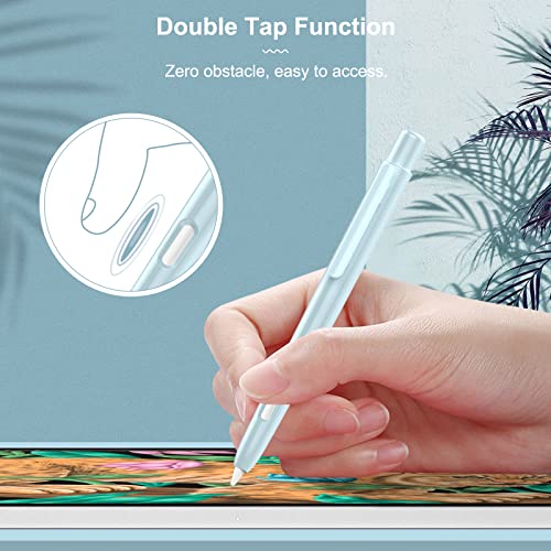 MoKo Holder Case Compatible with Apple Pencil 2nd Generation, Retractable Protective Apple Pencil Cover with Sturdy Clip, Hard PC Apple Pencil Case, Support Double-Tap, Sky Blue - Image 3