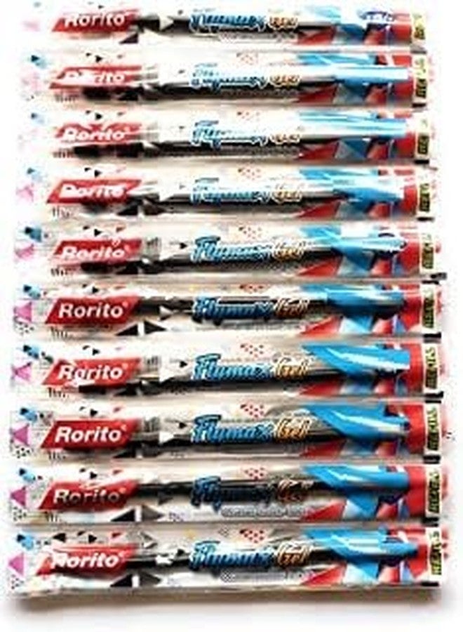 FIRST CLICK Rorito's New Flymax DZ Gel Pen Blue Ink Pack of 10 Pens + 20 Refills Blue | Smooth Needle Tip, Waterproof & Fade-Resistant Ink Stylish Glossy Body & Soft Grip for Comfortable Writing School Office Use - Image 3
