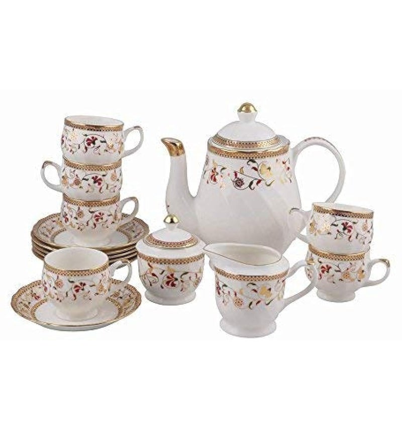 Raincart Tableware Serving Tea Kettle Jewel Fine Bone China Tea Set - Set of 15 - Image 2